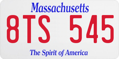 MA license plate 8TS545