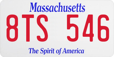 MA license plate 8TS546