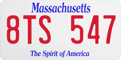 MA license plate 8TS547