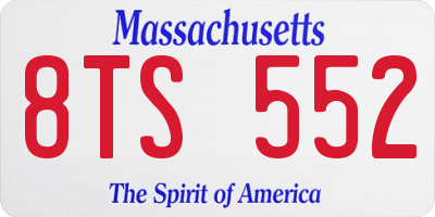 MA license plate 8TS552