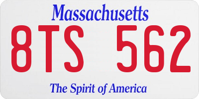 MA license plate 8TS562
