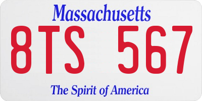 MA license plate 8TS567