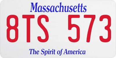MA license plate 8TS573