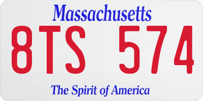 MA license plate 8TS574