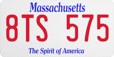 MA license plate 8TS575
