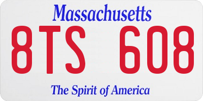 MA license plate 8TS608