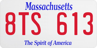 MA license plate 8TS613