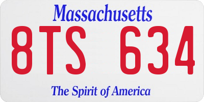 MA license plate 8TS634