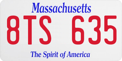 MA license plate 8TS635