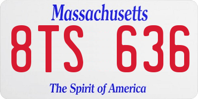 MA license plate 8TS636