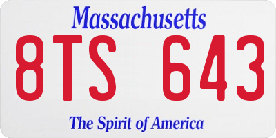 MA license plate 8TS643