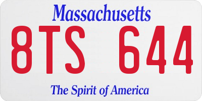 MA license plate 8TS644