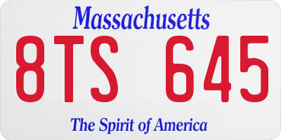 MA license plate 8TS645