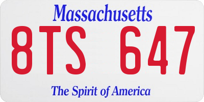 MA license plate 8TS647