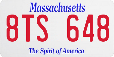 MA license plate 8TS648