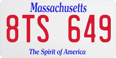 MA license plate 8TS649
