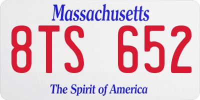 MA license plate 8TS652