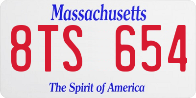 MA license plate 8TS654