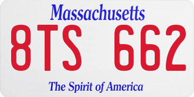 MA license plate 8TS662