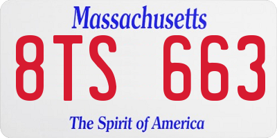 MA license plate 8TS663