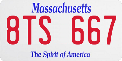 MA license plate 8TS667