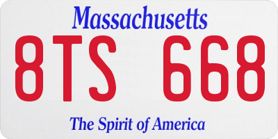 MA license plate 8TS668