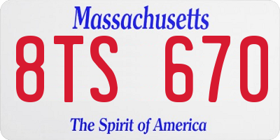 MA license plate 8TS670