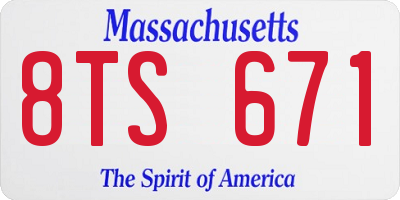 MA license plate 8TS671