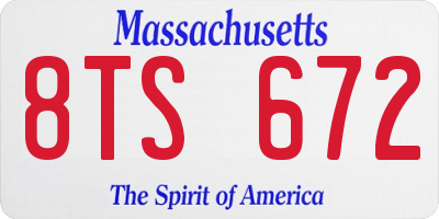MA license plate 8TS672