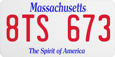 MA license plate 8TS673