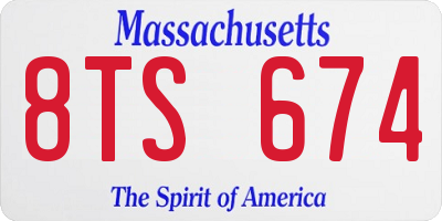 MA license plate 8TS674