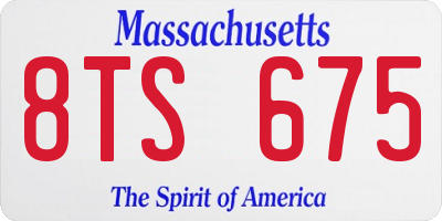MA license plate 8TS675