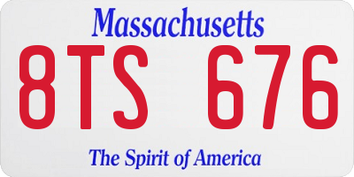 MA license plate 8TS676