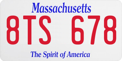MA license plate 8TS678