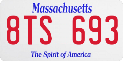 MA license plate 8TS693
