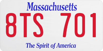MA license plate 8TS701