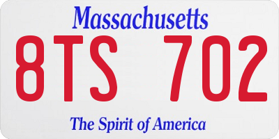 MA license plate 8TS702