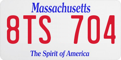 MA license plate 8TS704