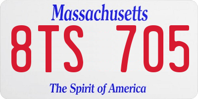 MA license plate 8TS705