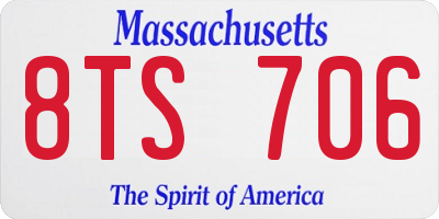 MA license plate 8TS706
