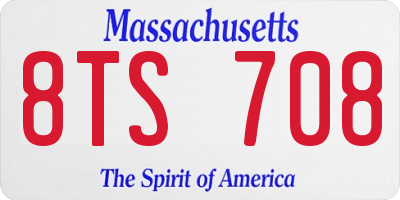 MA license plate 8TS708