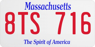 MA license plate 8TS716