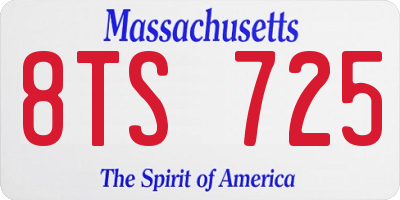 MA license plate 8TS725