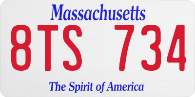 MA license plate 8TS734