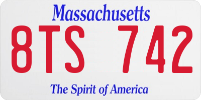 MA license plate 8TS742