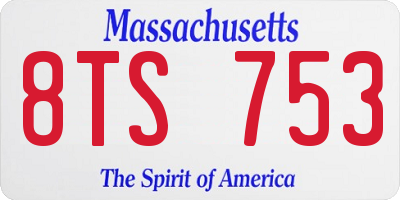 MA license plate 8TS753