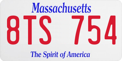 MA license plate 8TS754
