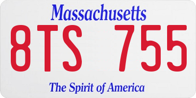 MA license plate 8TS755