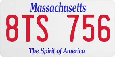 MA license plate 8TS756
