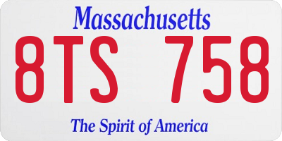 MA license plate 8TS758